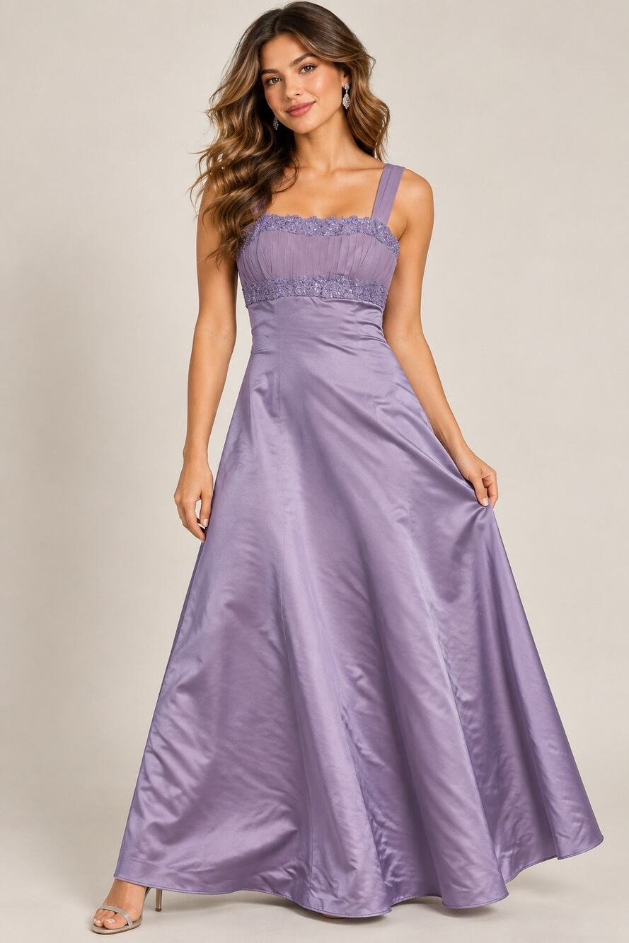 David's Bridal F1928 Dress 2 Lavender Beaded Long Formal Bridesmaid Gown
